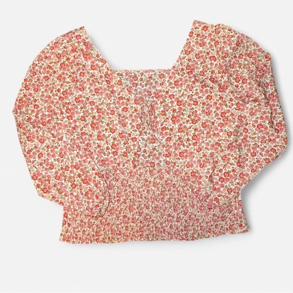 Lush Floral Square Neck Top with Keyhole Back in Pink - 1X - Picture 2 of 5